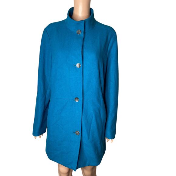 J. Jill Coat Peacock Womens Large Teal Button Front Fleece New - Picture 3 of 10